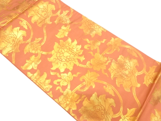 JAPANESE KIMONO / VINTAGE FUKURO OBI / SILK / WOVEN FLOWER ARABESQUE